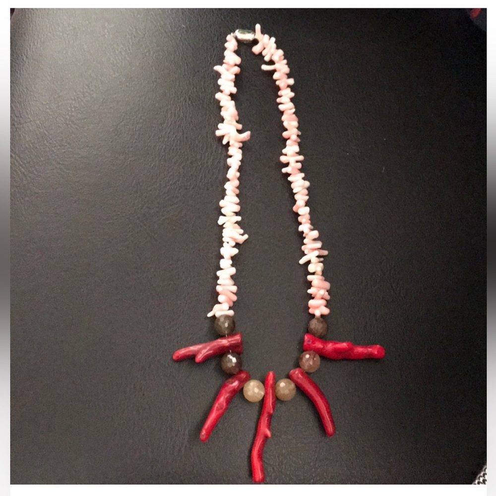 Beautiful unique Natural Red coral and angel skin coral necklace